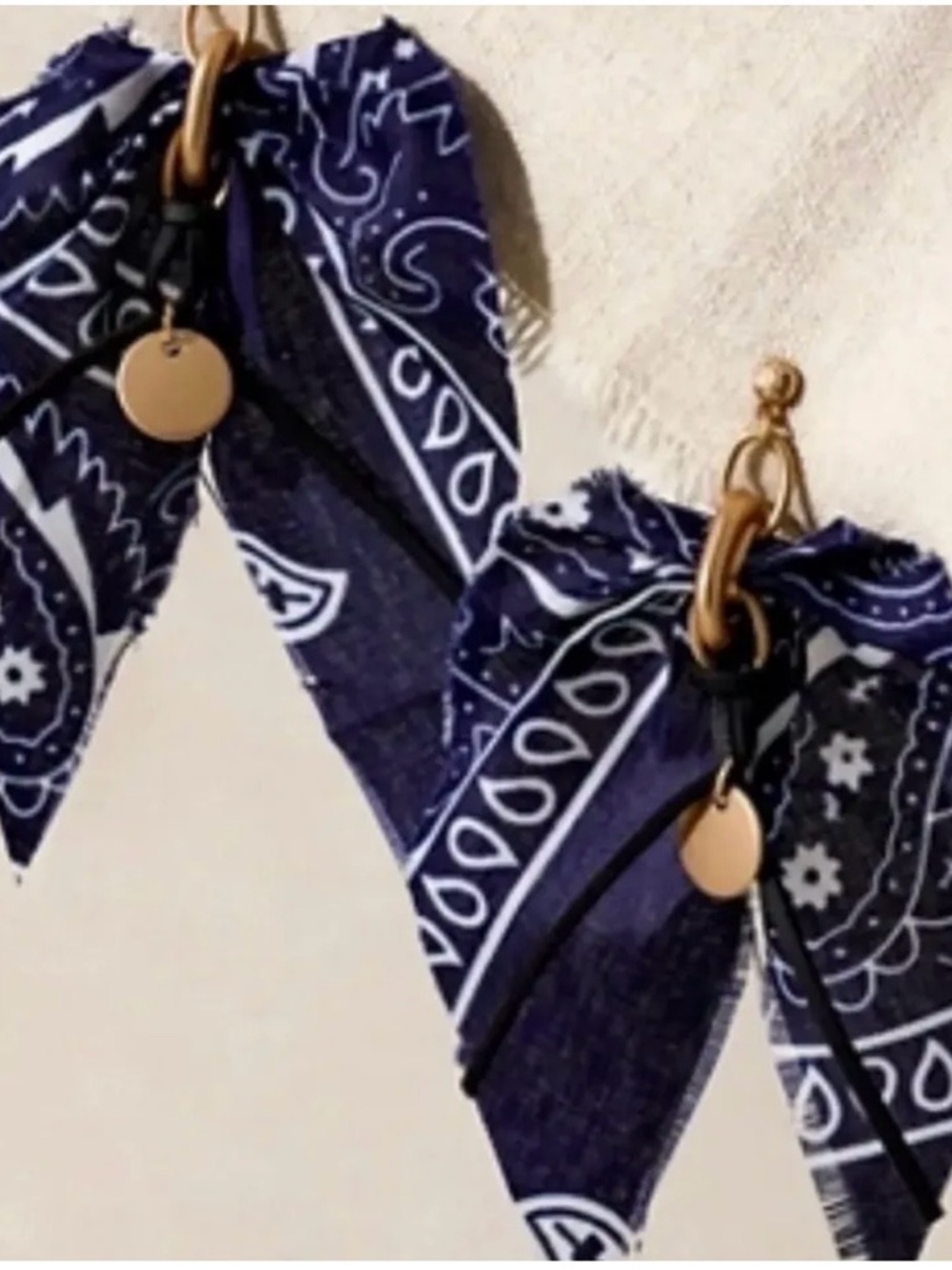 Free People Ariana Ost May scarf Navy dangle earrings